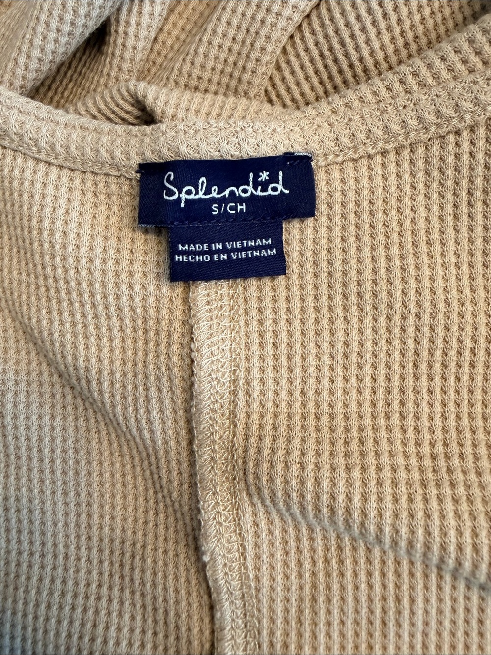 Splendid Women’s Tan Thermal Hooded Open Cardigan, Size Small - Picture 7 of 9